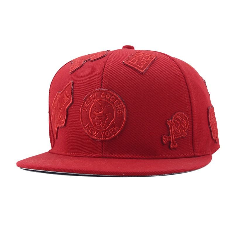 High-Quality Flat Brim Solid Color Cotton Baseball Cap 3D Embroidered Patch American Hip-Hop Hat_voghion.com