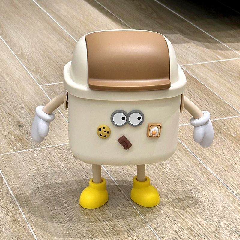 Contenitore da scrivania multifunzionale con un design creativo e carino a forma di cestino della spazzatura, compatto e grande._voghion.com