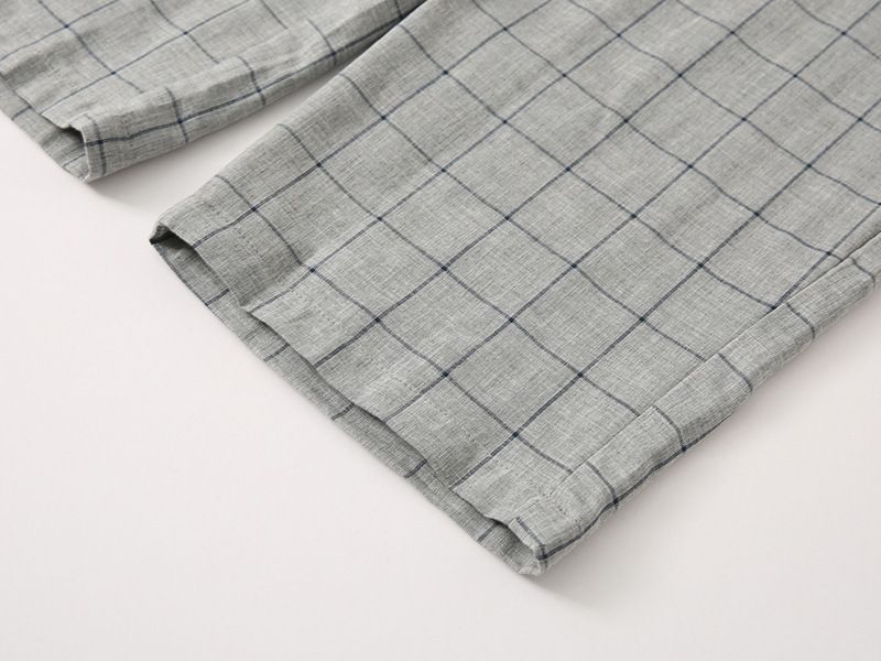 MUJI Style Pure Cotton Double Gauze Plaid Couple's Single Pajama Pants For Men And Women's Home Pants Casual Pants_voghion.com