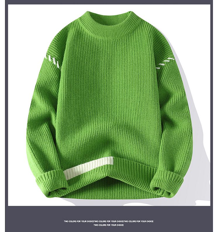 Pull col rond pour homme, tricot d'hiver épais et chaud, ample et décontracté, couleur unie, col roulé_voghion.com