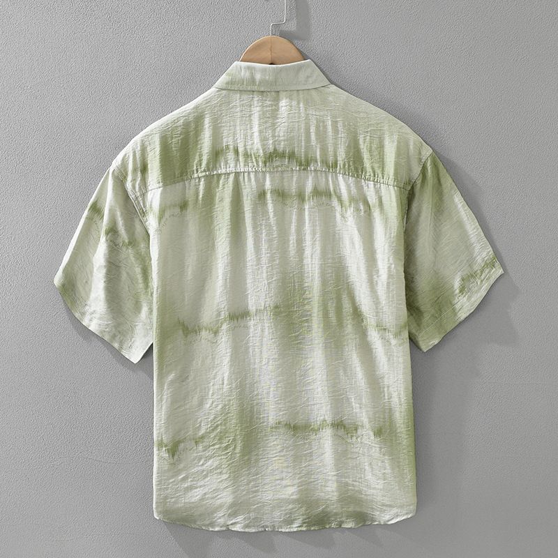 Camicia a maniche corte tie-dye fresh da uomo, alla moda e versatile, top casual e ampio._voghion.com