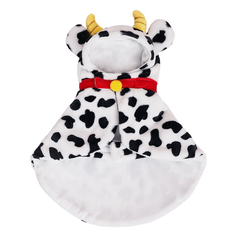 Zeze Cow Cloak Winter Warm Pet Cat Clothes Fleece Thickened Small Dog Windproof Cape_voghion.com