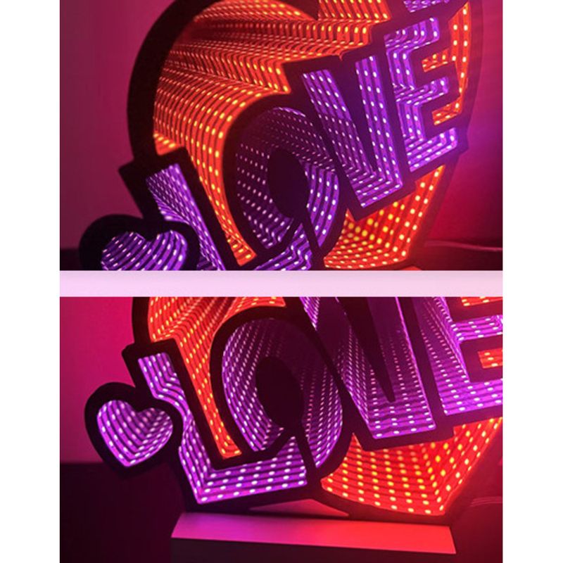 Decorazione per feste al coperto con luci a LED a tunnel a specchio acrilico a mille strati per San Valentino_voghion.com