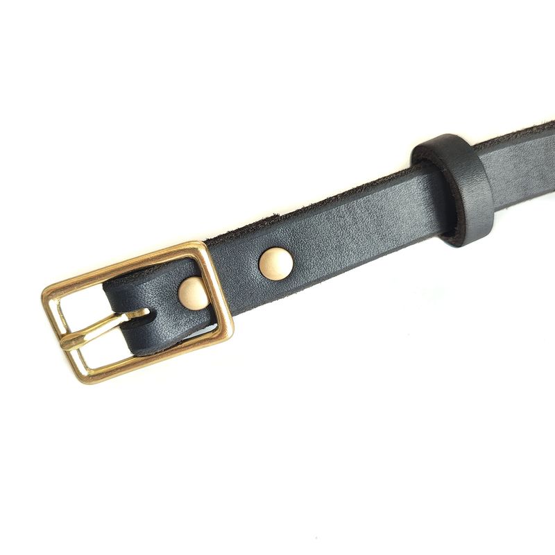 Collare per cani in ottone intrecciato con genuino collo, strato superiore in pelle bovina pieno fiore vintage_voghion.com