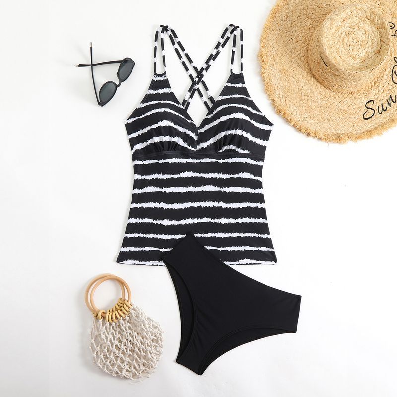 Maillot de bain deux pièces à rayures, coupe slim, pour femme, nouveauté 2025_voghion.com