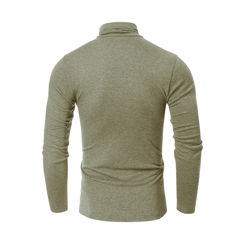 Herren-T-Shirt mit hohem Halsausschnitt und schmaler Passform, langärmliges Thermo-Basishemd aus weichem, gebürstetem Polyester, einfarbig, lässiges Oberteil für alle Jahreszeiten_voghion.com