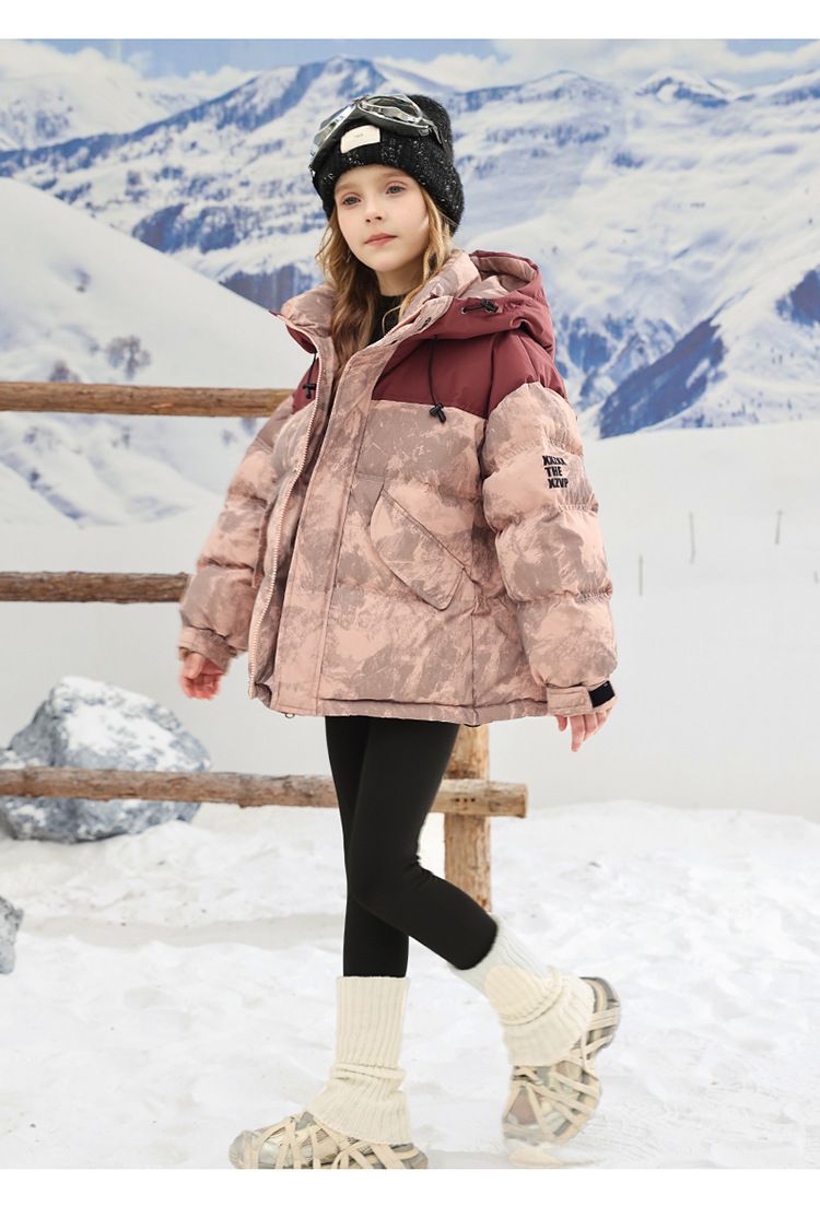 Kids' Winter Puffer Jacket – Thickened Polyester Shell, Fleece-Lined, Unisex Hooded Coat (120-170cm, Red/Green, B-Class Safety, Korean Style)_voghion.com