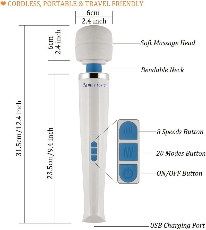HV-270 Love Magic Wand USB Cable With Addtional Massager Head_voghion.com