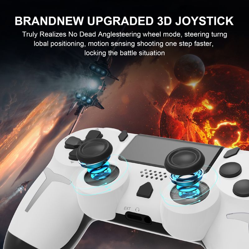 Mando inalámbrico con Bluetooth y giroscopio de 6 ejes GAMINJA con panel táctil y vibración dual para consola PS4 y PS3_voghion.com