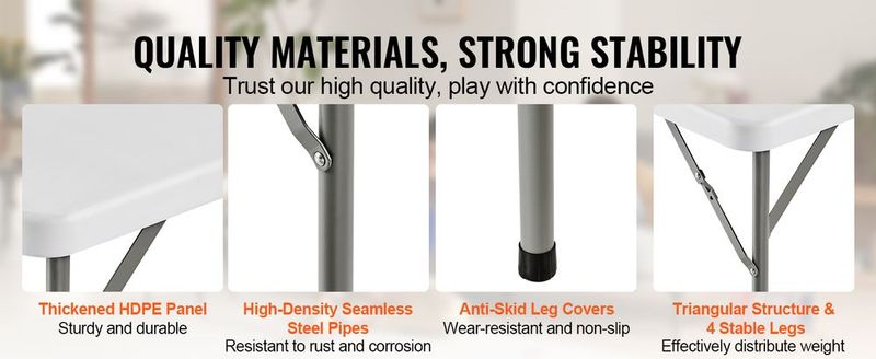 VEVOR Mahjong Table Fold-in-Half 4 Player Card Table & Wear-Resistant Tabletop_voghion.com