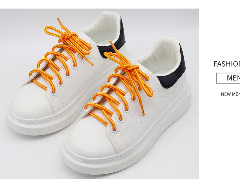 Accessori per scarpe lacci per scarpe dorati all'ingrosso stivali Martin scarpe da papà grandi stivali gialli originali strisce bicolore tutti abbinati lacci per scarpe rotondi retrò_voghion.com