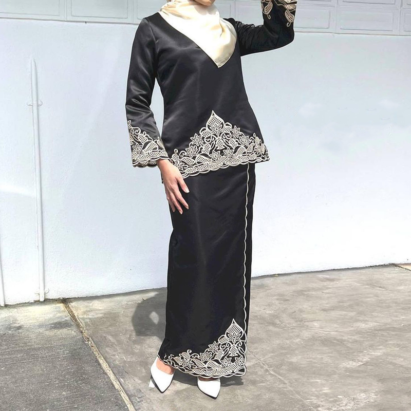 Muslim Fashion Malay exquisite embroidery Middle Eastern two-piece suit BK002_voghion.com