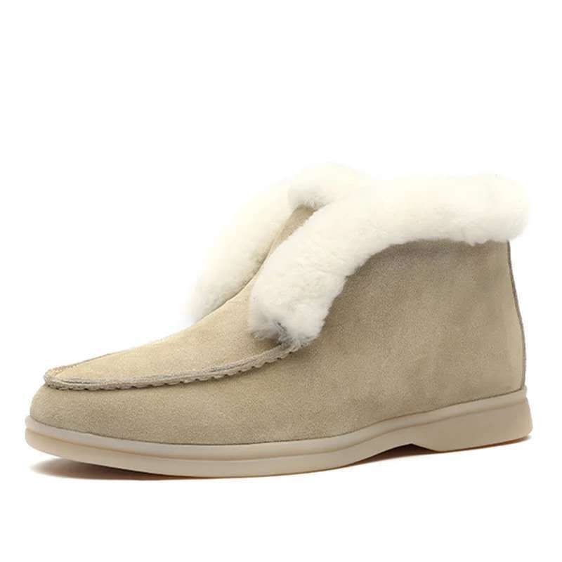Women's Shoes Comfortable Winter Snow Boots For Men And Women - Soft Fleece Lined, Slip-On Round Toe Casual Shoes With Non-Slip PVC Sole_voghion.com