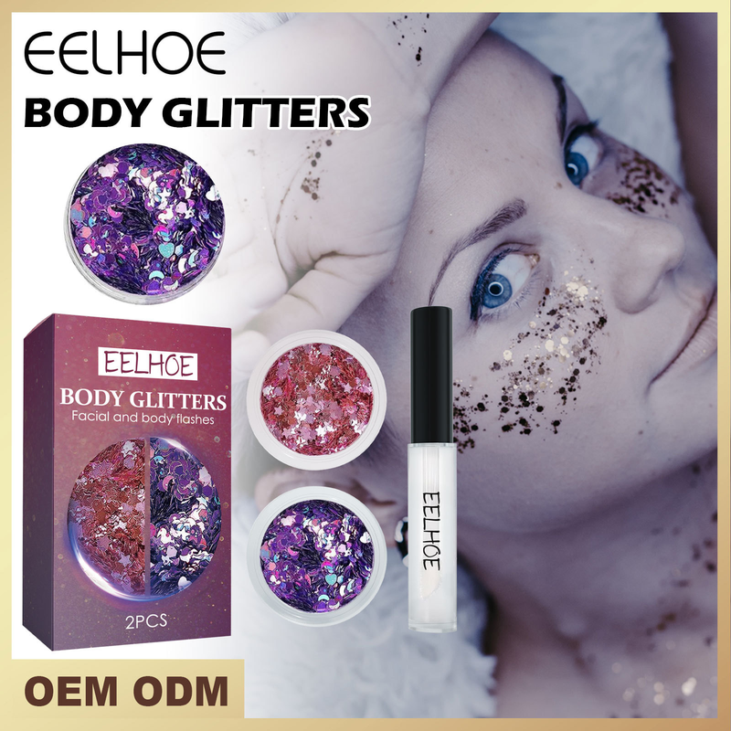 malowane Piękne piękno makijaż twarzy włosy na ciele etap impreza brokatowe ozdoby do paznokci cekiny_voghion.com