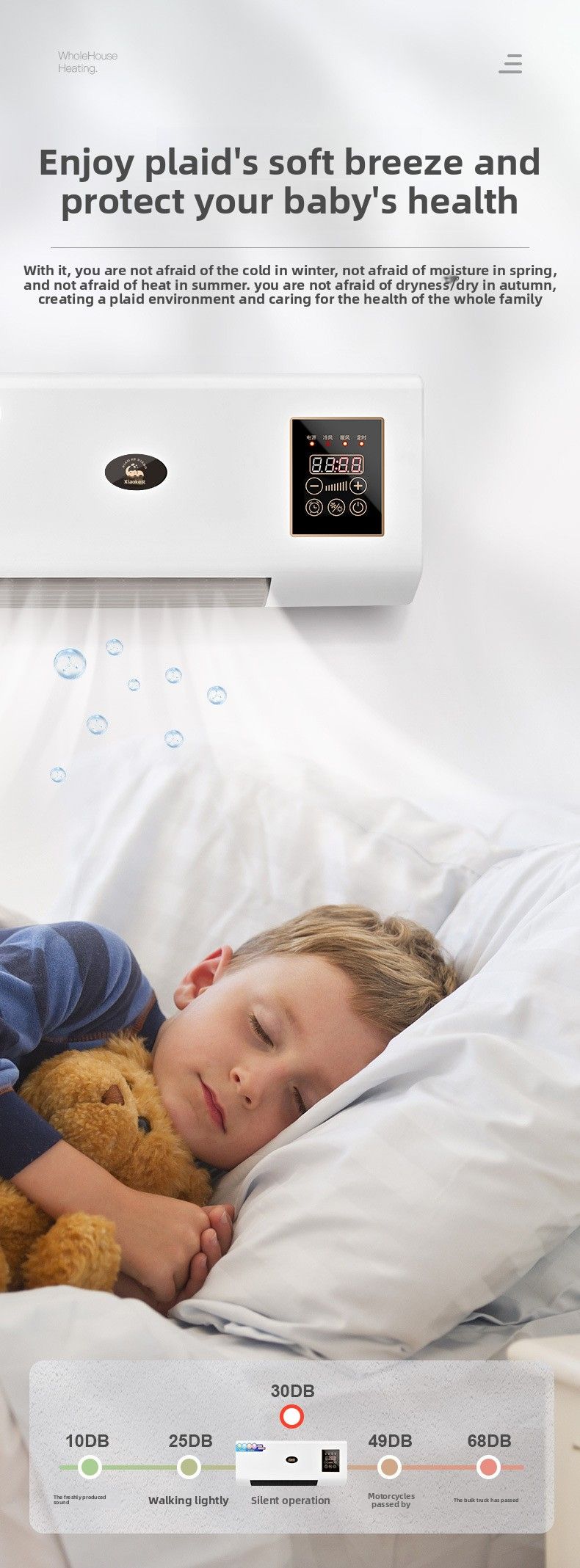 2'si 1 Arada Mobil Klima Vantilatörü Banyo Ev Yatak Odası Duvara Monte Elektrikli Isıtıcı Isıtıcı_voghion.com