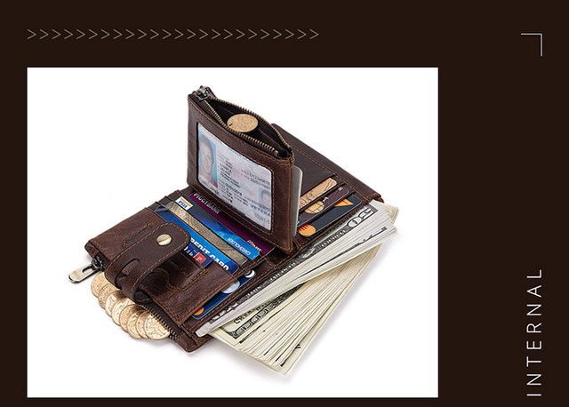 Luxury Desig Bifold Short Wallets Male Hasp Vintage Purse Coin Pouch Multi-functional Card Pocket Genuine Leathe Men Wallet RFID_voghion.com