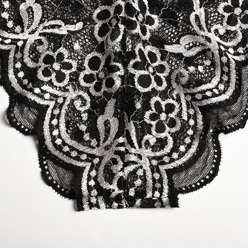 Women's Intimates New Bow Deep V Jacquard Two Piece Sexy Lingerie_voghion.com