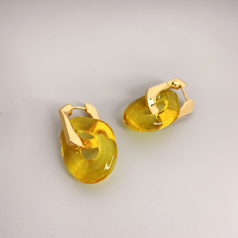 Nuovi orecchini alla moda staccabili per le donne, a forma di U irregolare con pendente in vetro, accessori per le orecchie alla moda_voghion.com