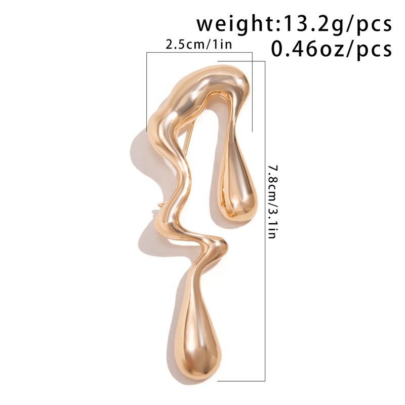 Kovová nepravidelná brož s kapkou vody, ženská, léto 2025, trendy osobnost, nikový design, smysl pro internet, temperament celebrit, pin_voghion.com