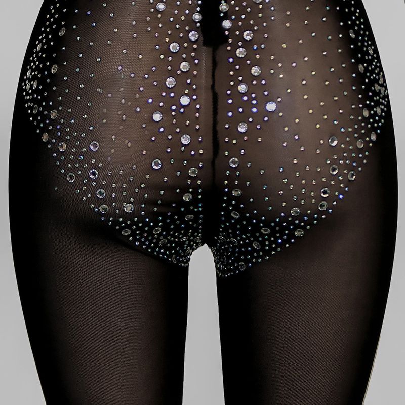 Moteriški drabužiai Sexy Meh Through Hot Diamond Kelnės ilgomis rankovėmis kombinezonas moterims_voghion.com