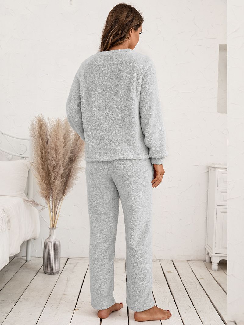 Women's solid color plus size thick winter clothing warm hooded pajamas outside the home wear_voghion.com