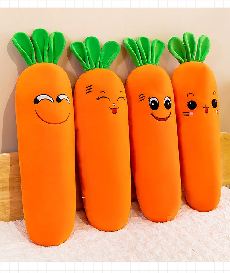 Cuscino a forma di carota lunga, per dormire a letto, simpatici giocattoli di peluche a forma di coniglietto, bambole per bambine, estate_voghion.com
