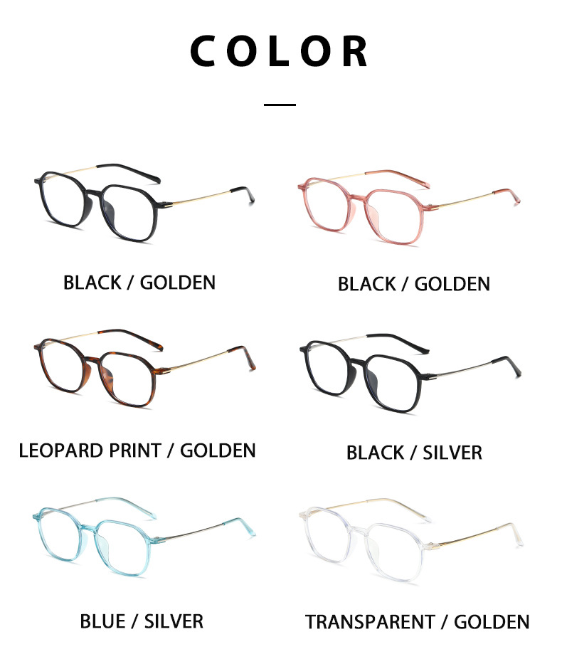 Anti-Blu-ray Flat Light PC Metall Retro Fashion Student Stylee Brillengestell für Herren und Damen_voghion.com