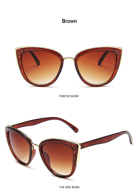 2021 Brand Vintage Cat Eye Sunglasses Woman Retro Driving Round Metal Frame Sun Glasses For Female Mirror UV400_voghion.com