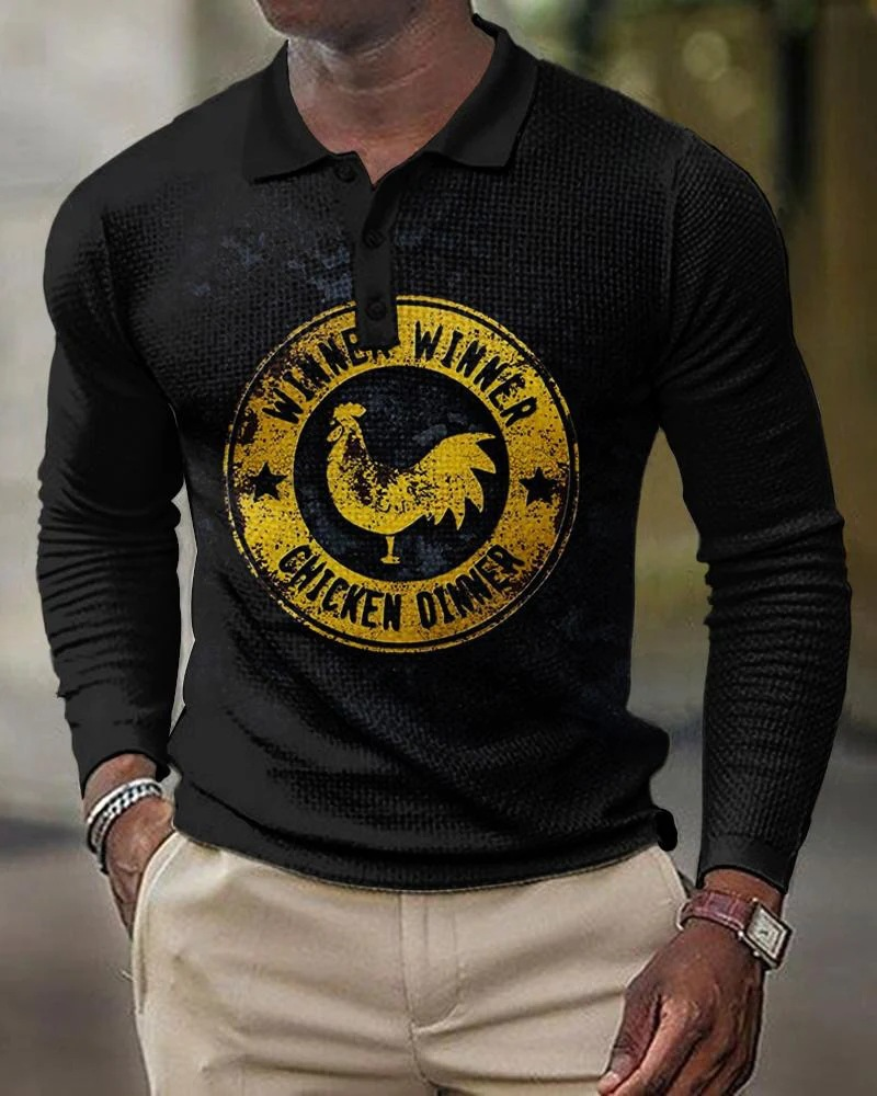 T-shirt da uomo a maniche lunghe con stampa digitale da uomo con risvolto di grandi dimensioni_voghion.com