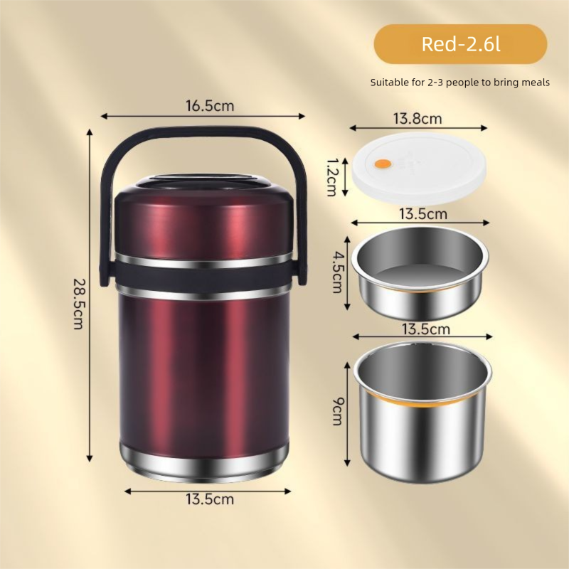 Youyoujia 304 Stainless Steel Insulated Vacuum Portable Lunch Box For Office Workers And Students, Thickened Three-Layer_voghion.com