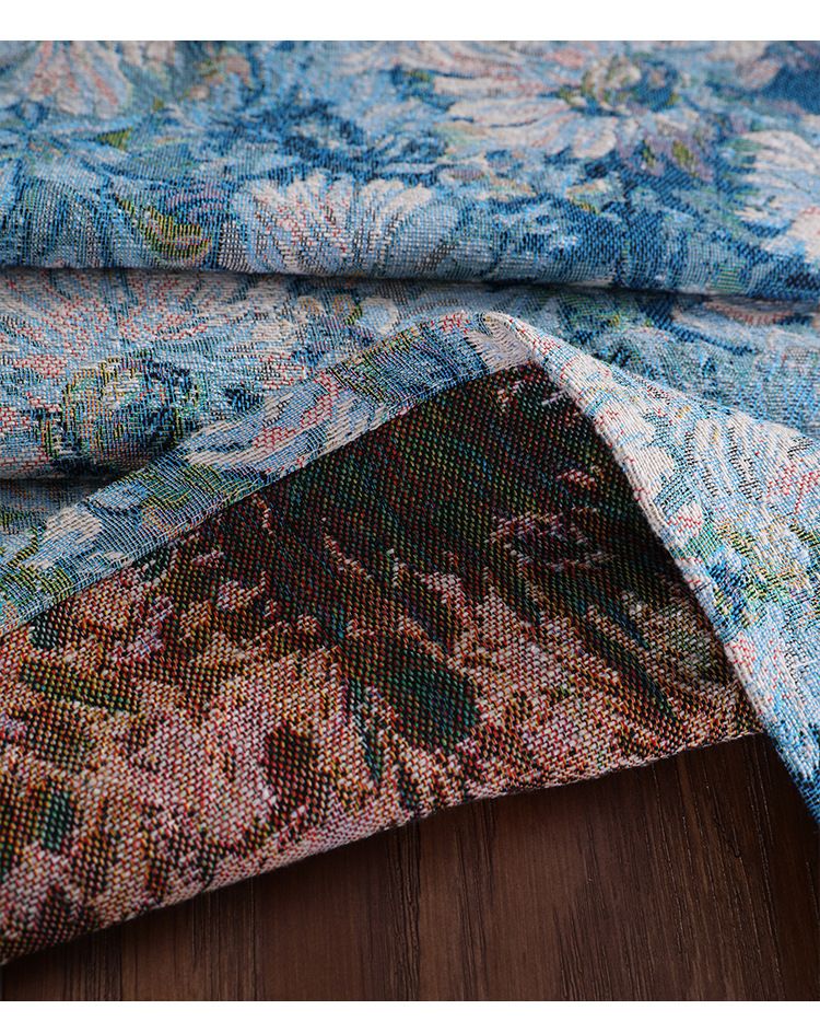 Tischdecke mit Blumenmotiv und Fransen im Ölgemälde-Stil – rutschfeste, hitzebeständige runde und rechteckige Tischdecke aus Polyester für Esszimmer, amerikanischer Vintage-Stil_voghion.com