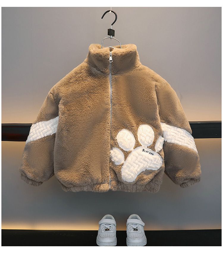 Kid's Clothing Boys' Autumn And Winter Mink Fleece Jacket Children's Plush And Thickened Baby Fur Cotton Coat Mid Length_voghion.com