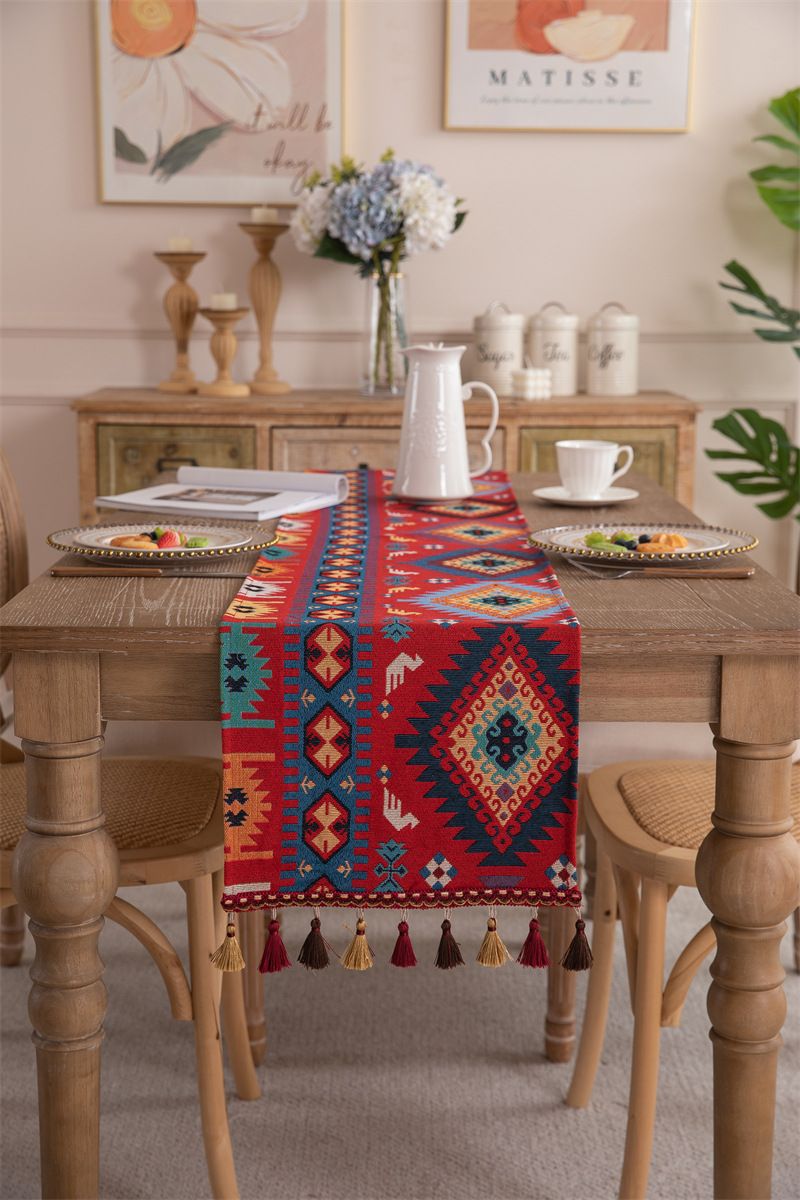 Nuovo copritavolo da caffè in stile americano con nappa in jacquard di poliestere, copriletto e copriletto_voghion.com
