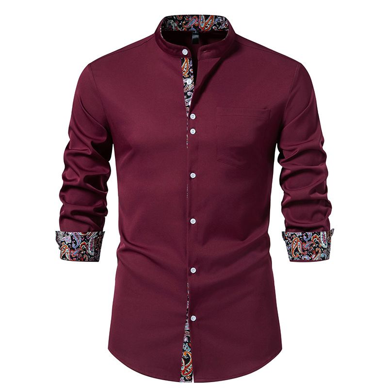 2025d Plus Size Spring Autumn New Men's Stand Collar Henley Paisley Color Block Long Sleeve Shirt A348_voghion.com