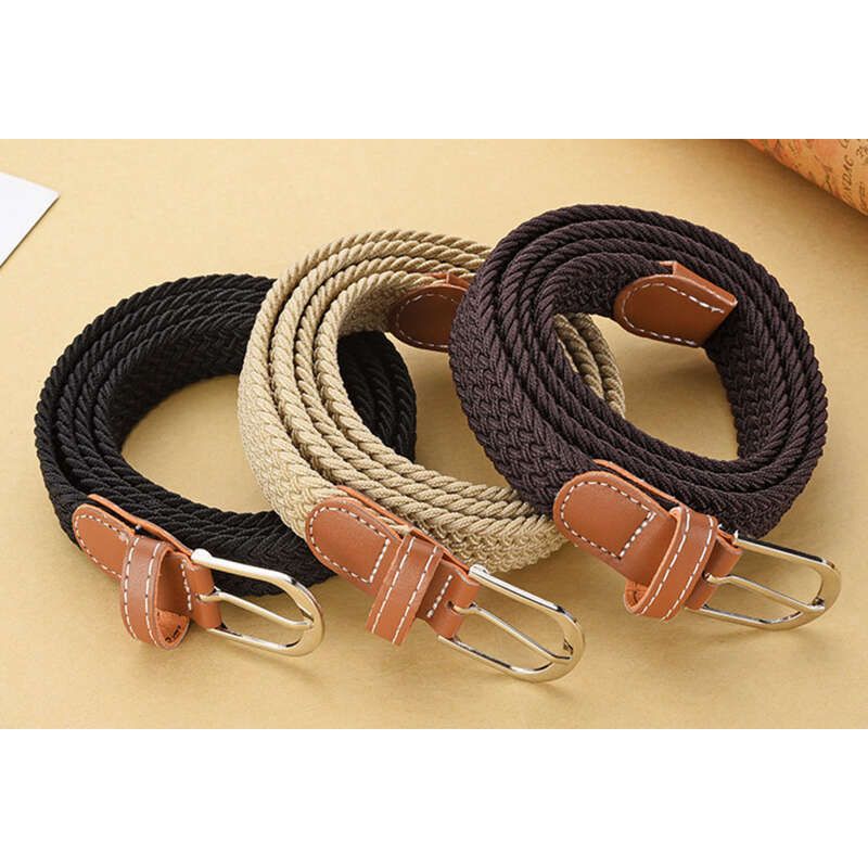 Women's Braided Belt, Hundreds Of Jeans, Women's Hole-less Canvas Belt, Elastic Band_voghion.com