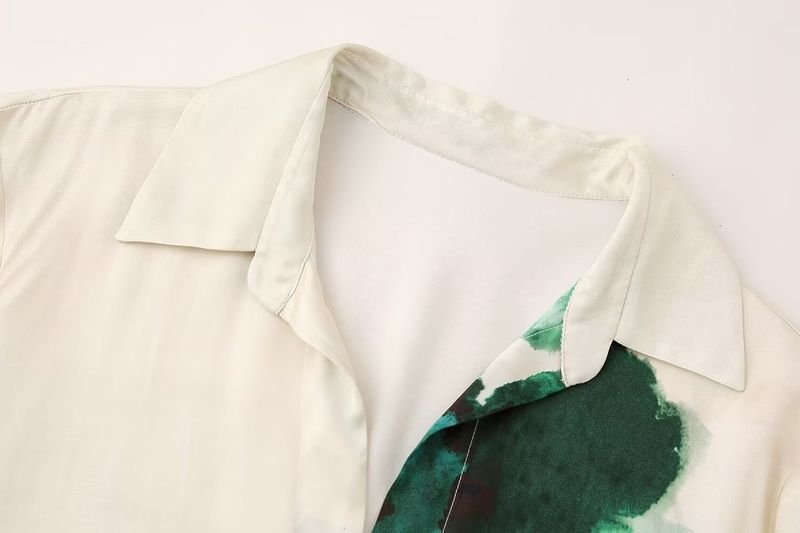 Vêtements pour femmes 2024 été nouvelle chemise à manches longues imprimée ensemble pantalon à jambe droite_voghion.com