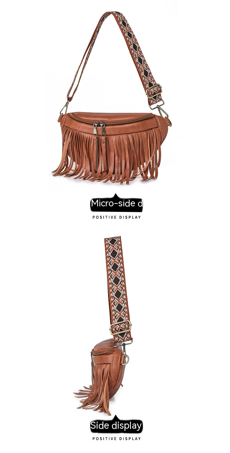 Borsa a tracolla, Borsa a tracolla Primavera Nuova moda retrò europea e americana Borsa a tracolla pieghettata con nappa Colore Macaron per donna_voghion.com