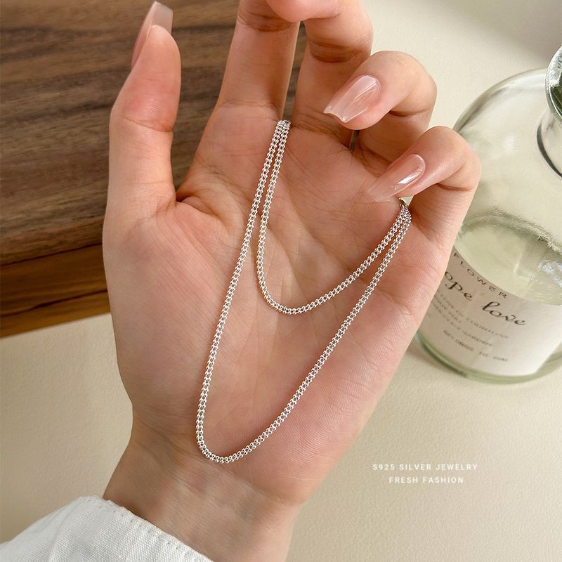 Bracciale coreano e giapponese con perline rotonde a doppia fila per donna, in argento puro, stile minimale, versatile e alla moda._voghion.com