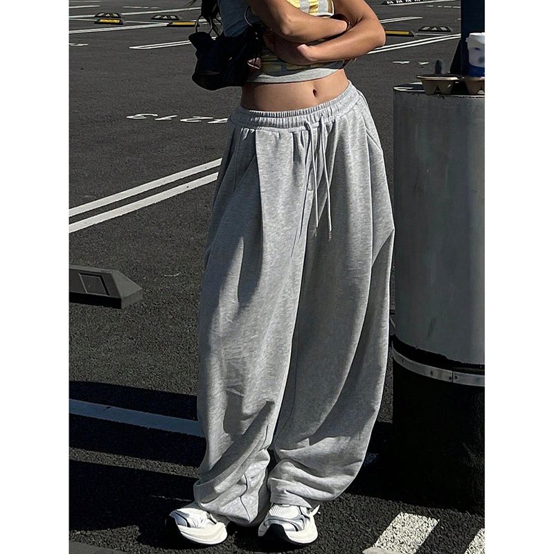 Damen-Cargohose – Stylische, locker sitzende Streetwear-Jogginghose mit Taschen, hochelastisches Polyester (Grau)_voghion.com