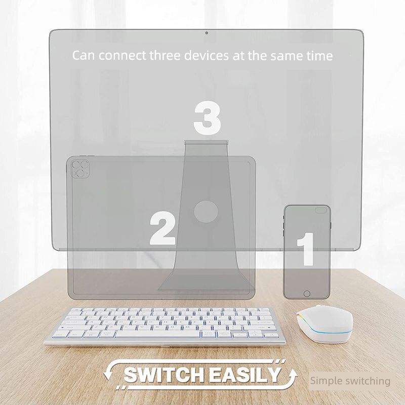 Mute Rechargeable Seven-Color Backlit Wireless Bluetooth Three-Mode Key Mouse Suit Desktop Computers And Laptop Tablet_voghion.com