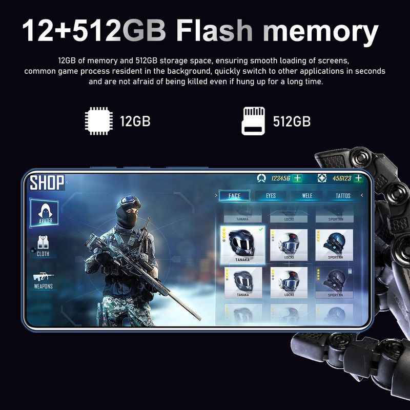 Mobilní GT10 Pro 7,3palcový velký displej 12+512G Android Smartphone_voghion.com