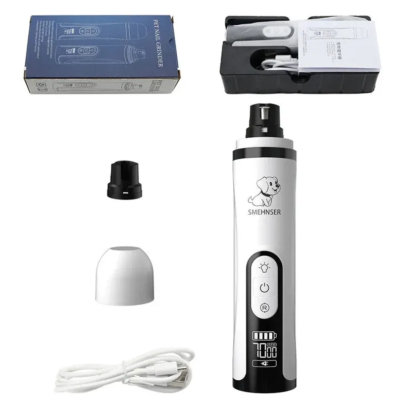 Meuleuse électrique, lumière LED, tondeuse pour chats et chiens, coupe-griffes rechargeable par USB, tondeuse de toilettage pour animaux de compagnie par PawParty Store_voghion.com