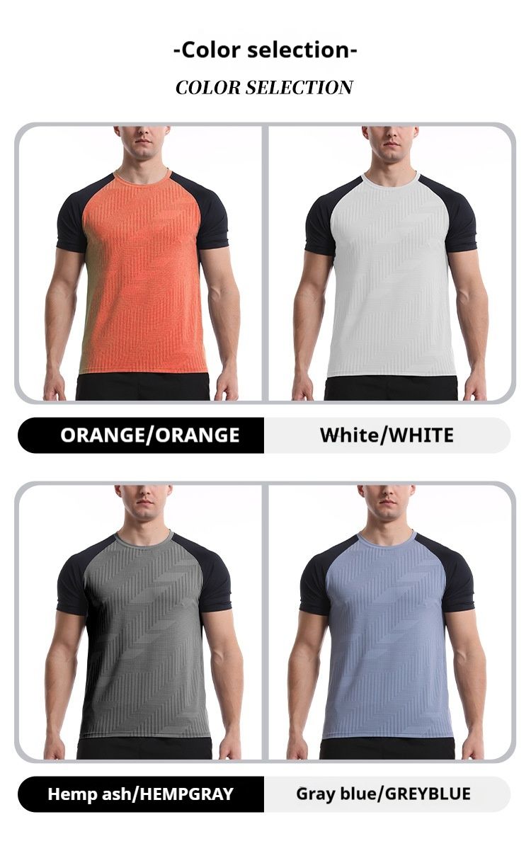 T-shirt court à manches courtes et contraste de couleur pour homme, idéal pour la course à pied, le basket-ball et le fitness, séchage rapide_voghion.com