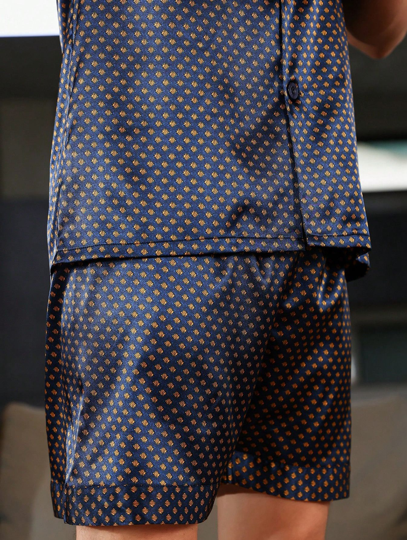 Men's clothing men's large size loose home clothes summer men's breathable thin short-sleeved shorts ice silk pajamas set_voghion.com