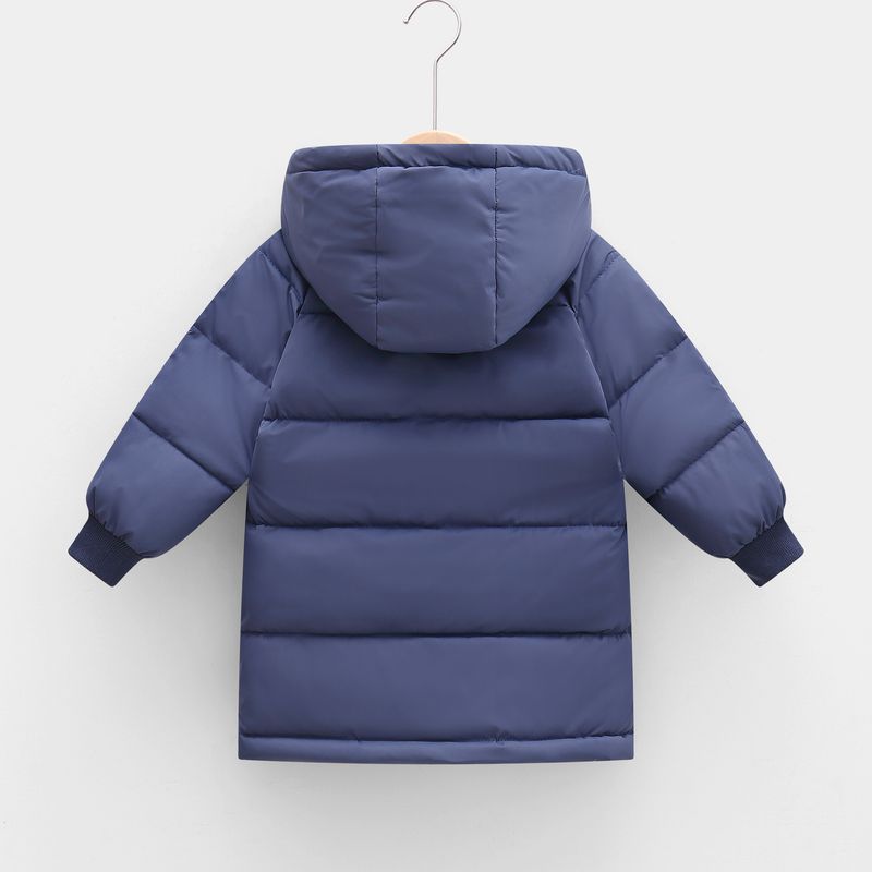 Giacca unisex in cotone di media lunghezza per bambini, con cappuccio e spessa (nero/bianco sporco/rosa/blu denim/bordeaux, 90-140 cm)_voghion.com
