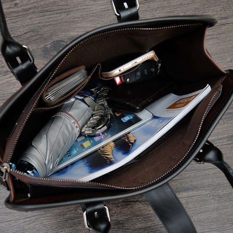 2023 New Trendy Business Handbag Shoulder Briefcase Leather Men's Bag_voghion.com
