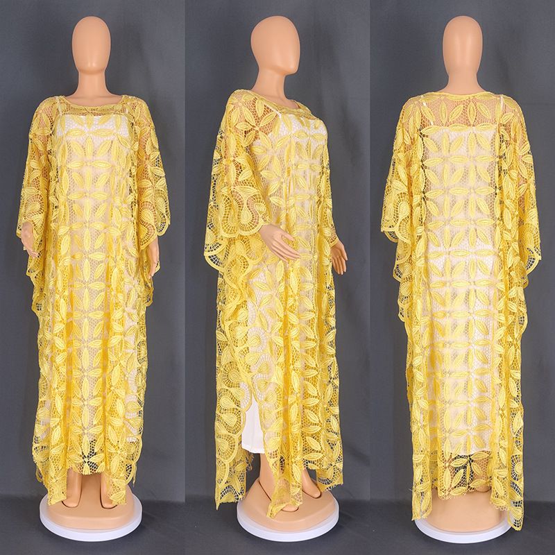 Abito lungo burqa largo in pizzo idrosolubile di grandi dimensioni da donna_voghion.com