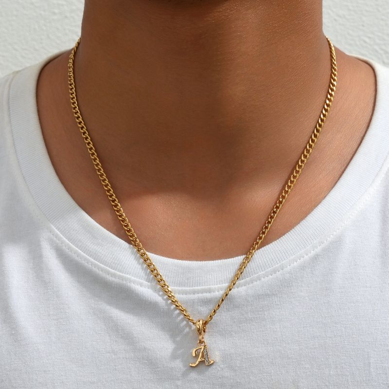 New Fashion Luxury 26 Letter Diamond Pendant For Men Hip Hop Niche Versatile Necklace_voghion.com