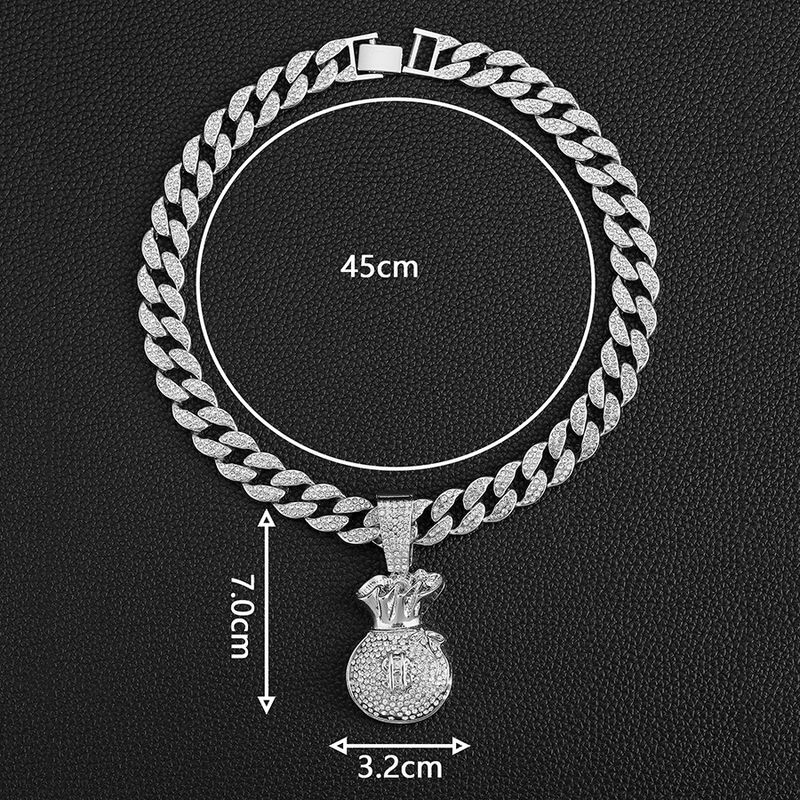 Hip Hop Street Crowd personalisierte Dollar Symbol Geld Tasche Anhänger kubanischen Kette_voghion.com