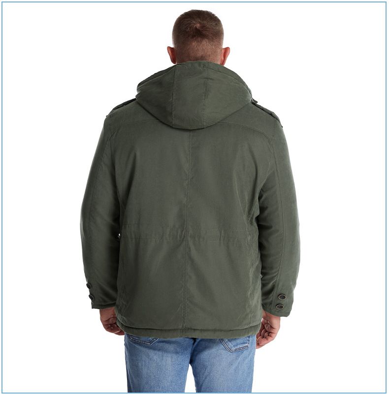 Men's Plus Size Shearling Hooded Cotton Jacket Thickened Multi-Pocket Cotton Top Casual Mid-Length Coat_voghion.com